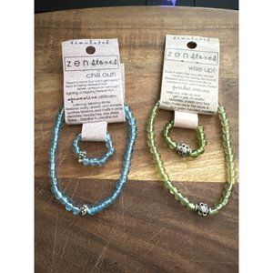 2 Bracelet and Ring Sets 1 Peridot, 1 Aquamarine Calm and Intelligent Combo Zen